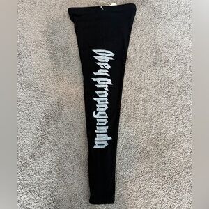 Obey Propaganda Black Leggings with White Graphic Size Medium